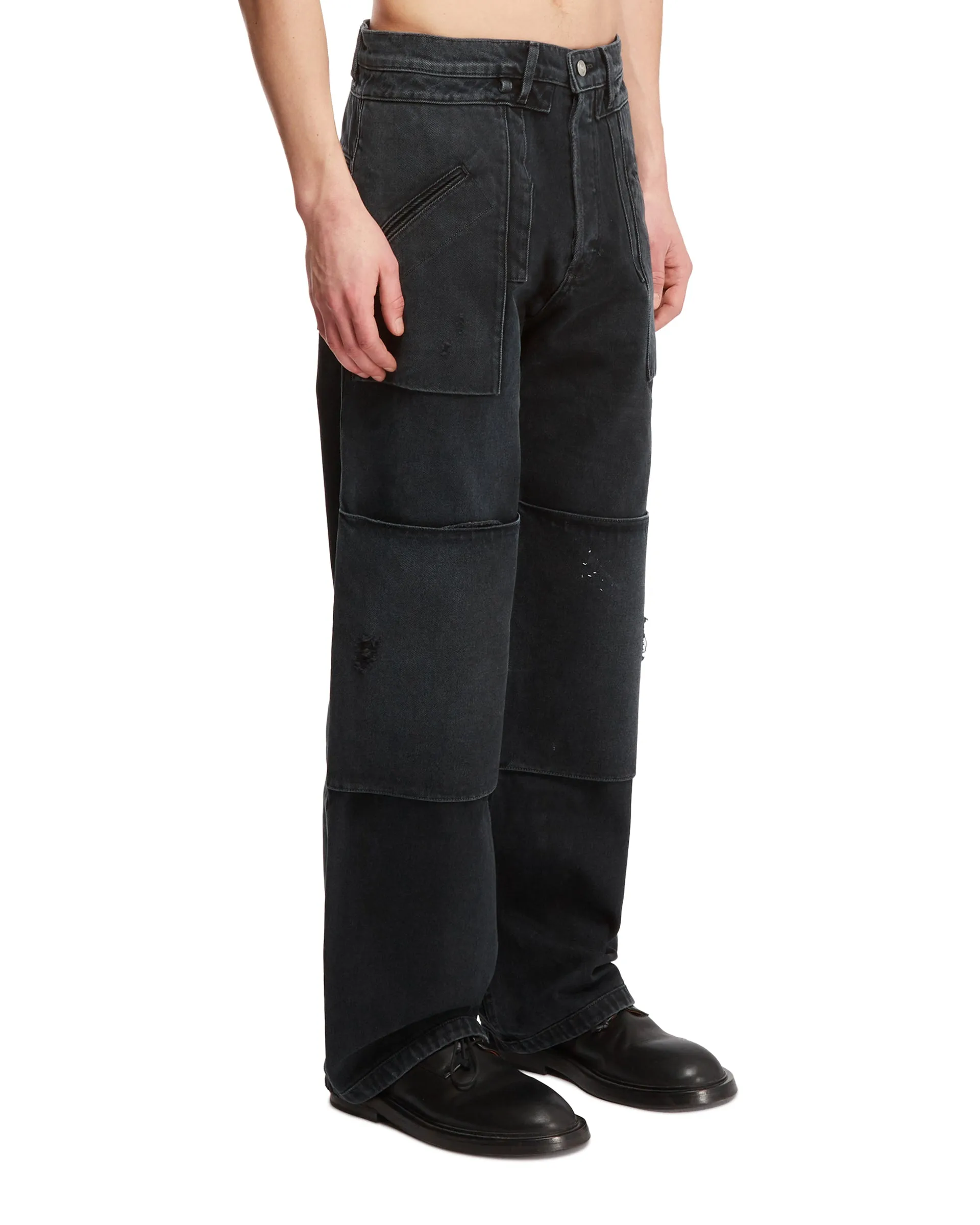 Black Paneled Jeans