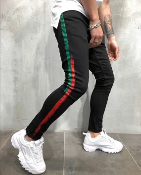 Black Side Striped Skinny Jeans A130 Streetwear Mens Jeans