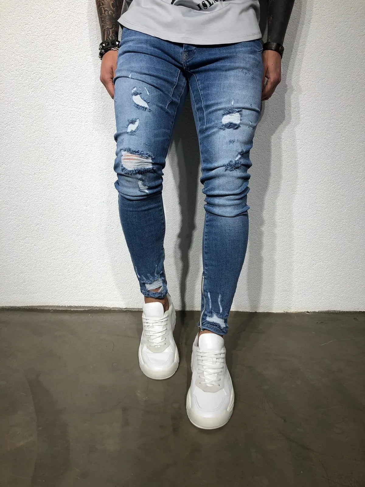 Blue Ankle Zip V 2.0 Ultra Skinny Fit Denim BL155 Streetwear Jeans