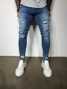 Blue Ankle Zip V 2.0 Ultra Skinny Fit Denim BL155 Streetwear Jeans