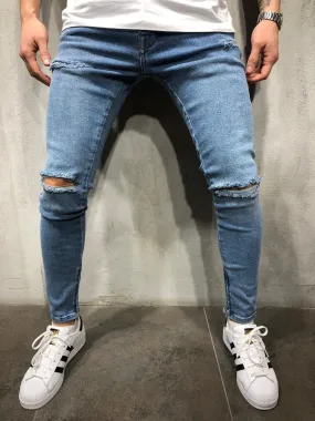 Blue Ripped Ultra Skinny Fit Denim AY357 Streetwear Jeans