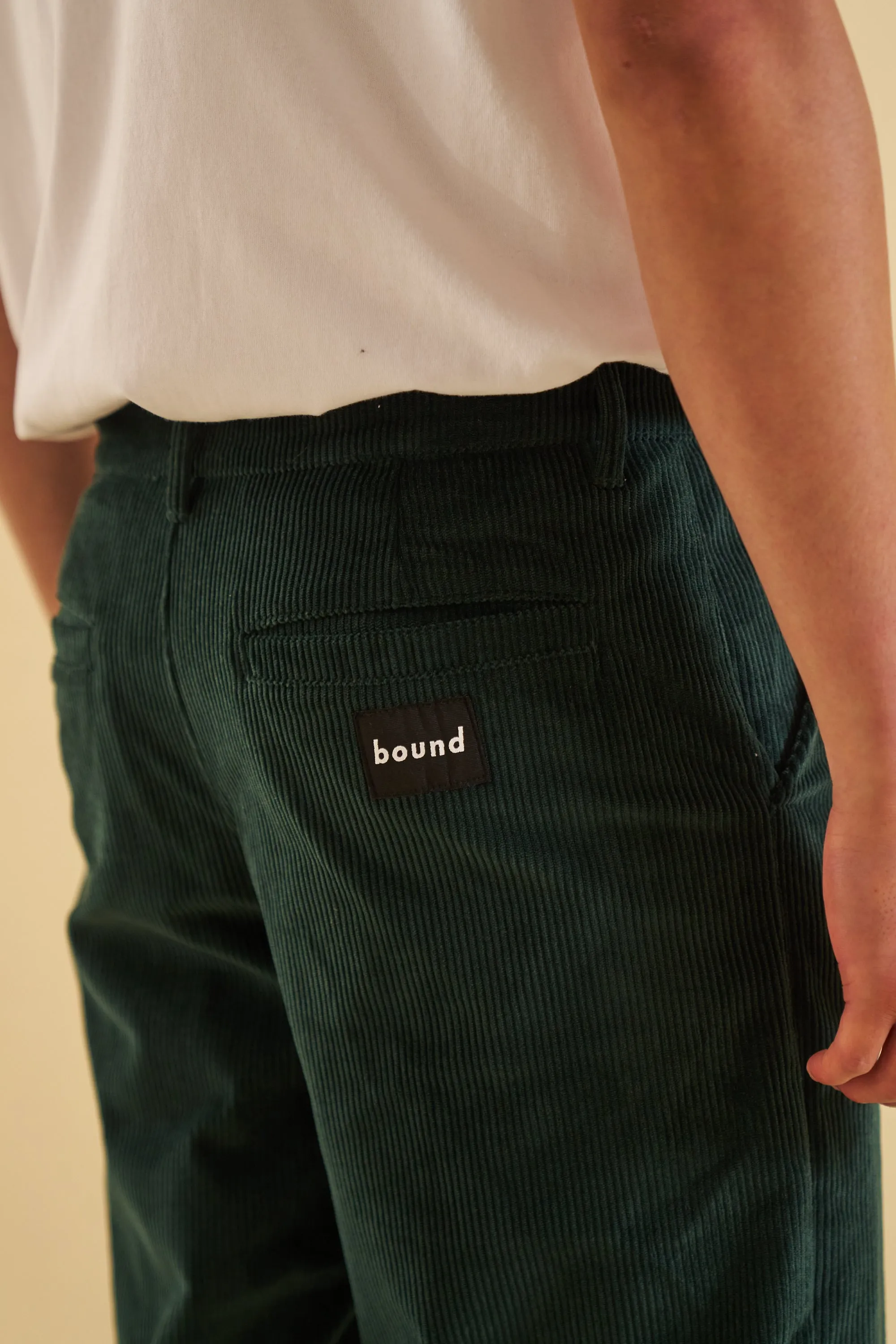 bound 'Pine Green' Corduroy Trousers