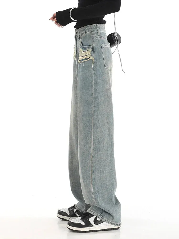 Boyfriend Vintage Washed Wide Leg Baggy Jeans