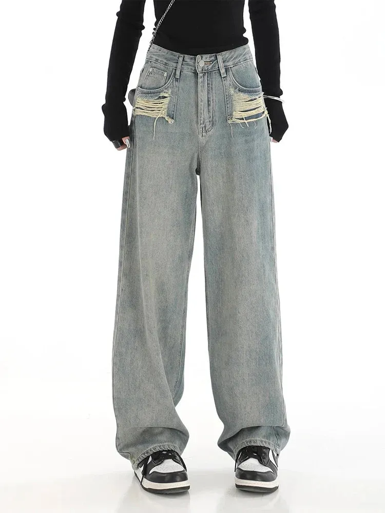 Boyfriend Vintage Washed Wide Leg Baggy Jeans