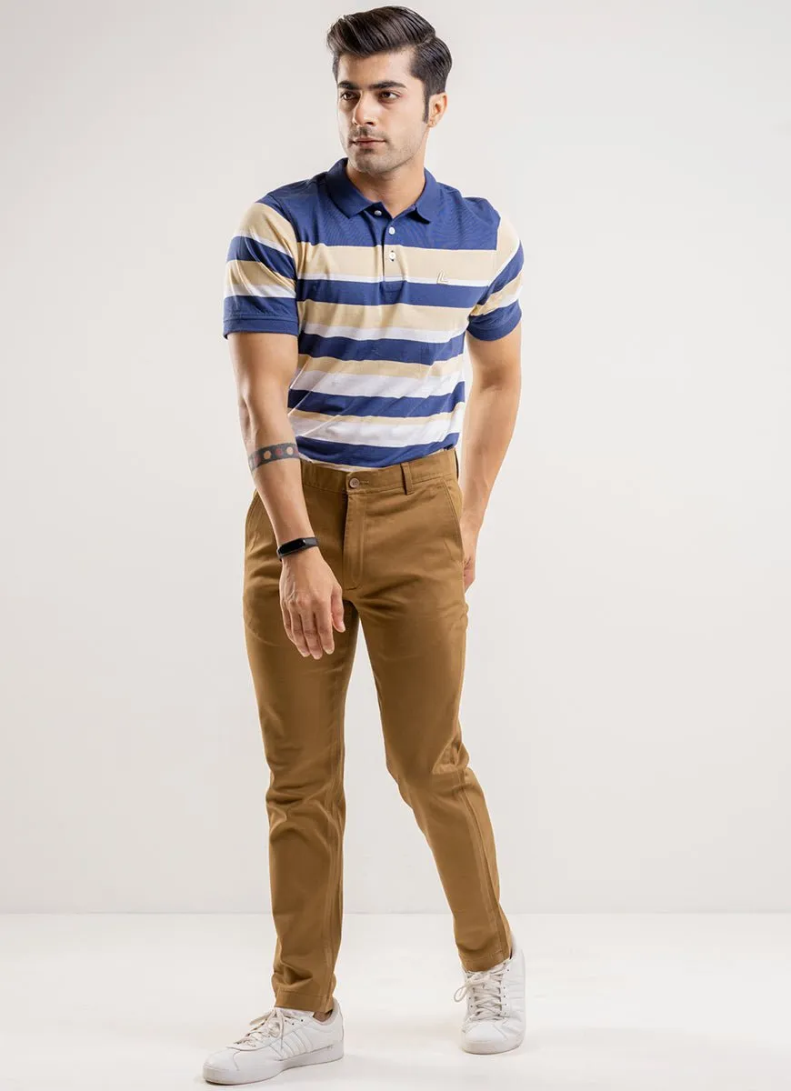 Brown Plain Cotton Stretch Chino Trouser