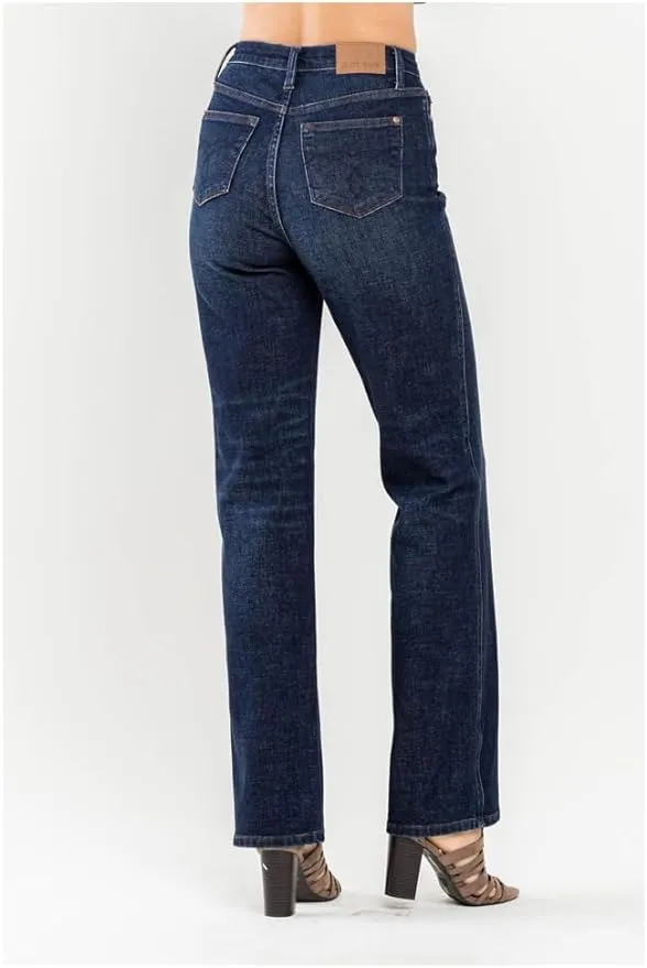 Button Front Straight Leg Jeans