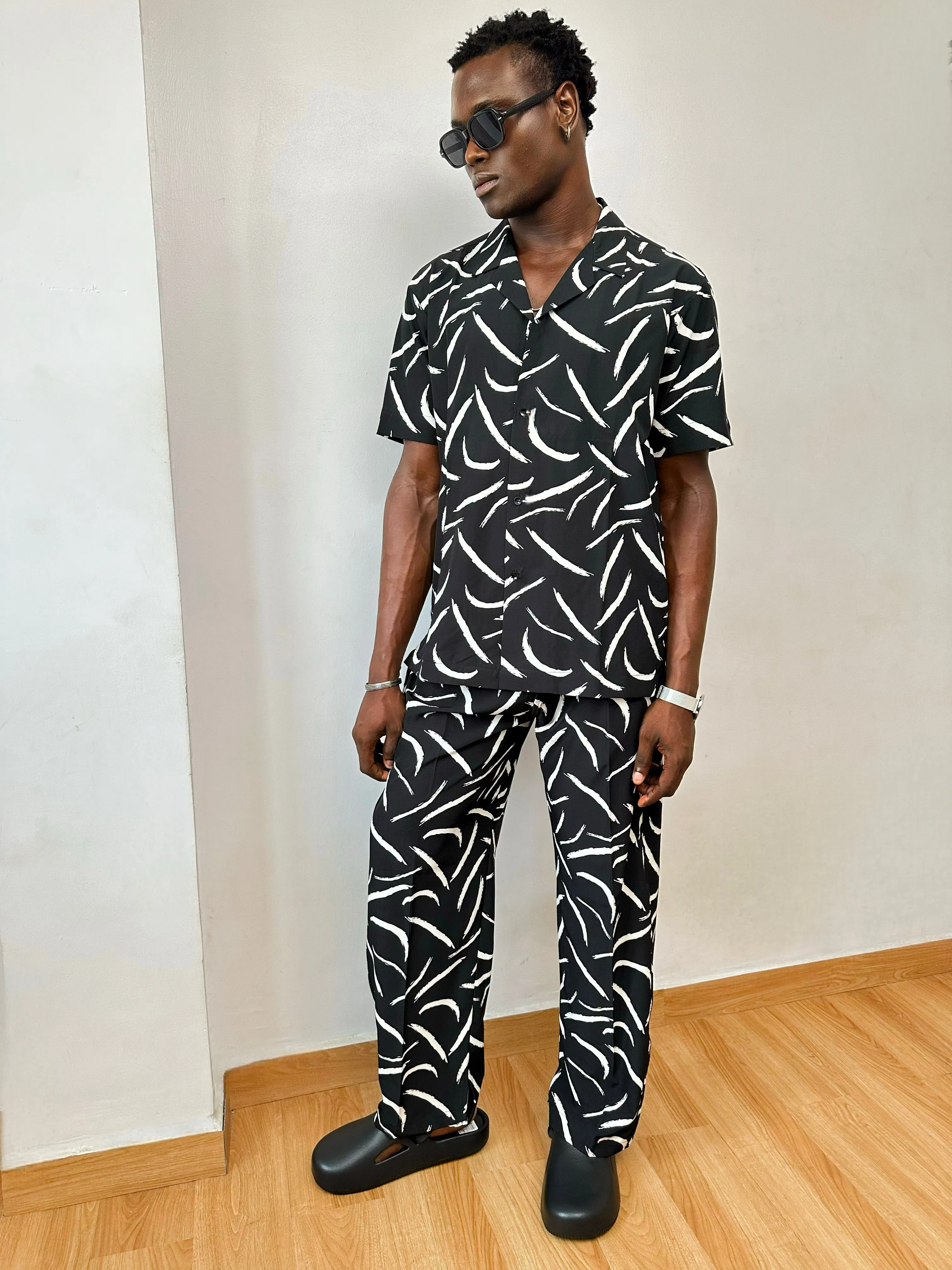 Calix Relaxed Abstract Print Two Piece Set (Cuban Shirt & Trouser)