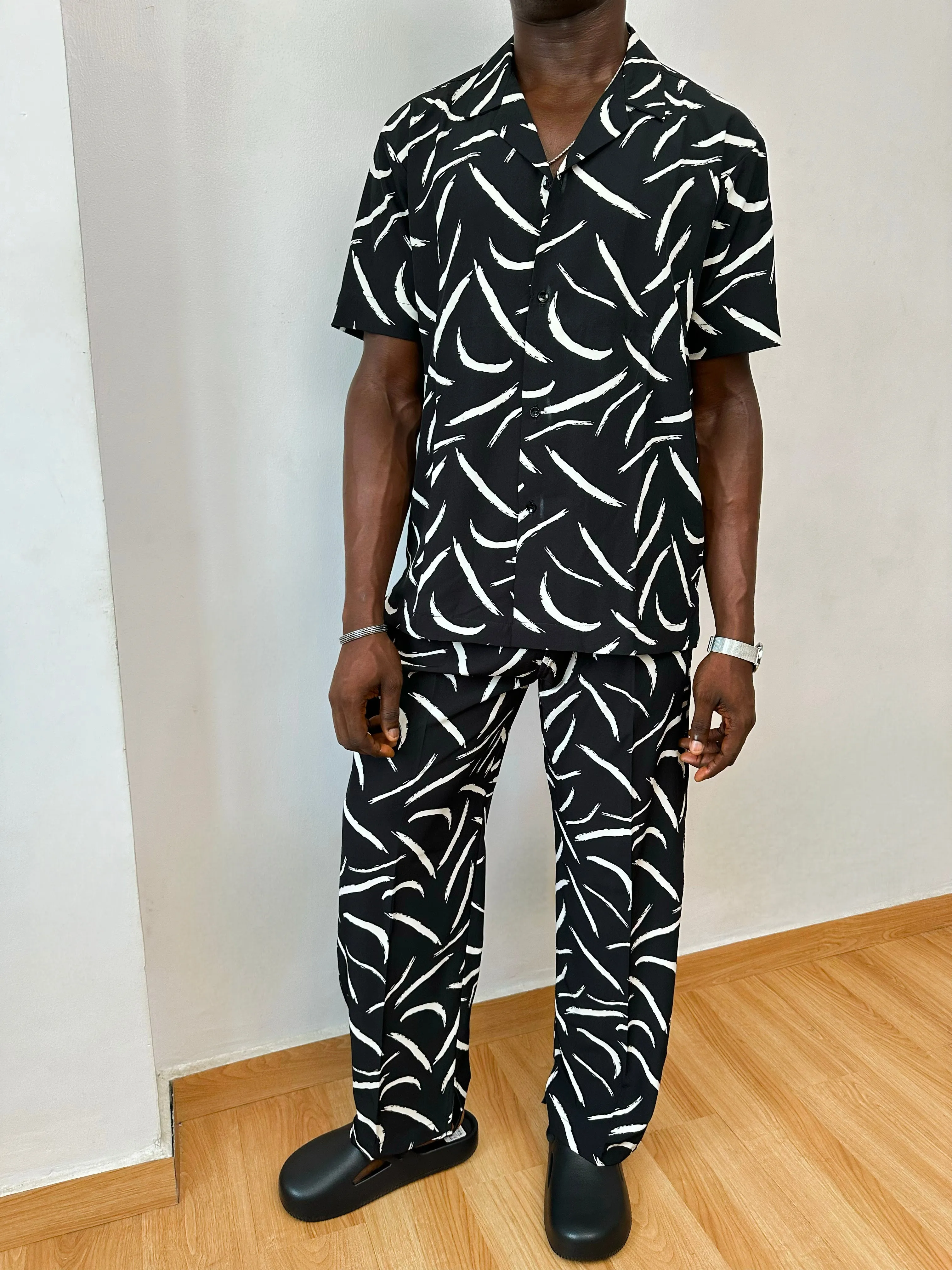 Calix Relaxed Abstract Print Two Piece Set (Cuban Shirt & Trouser)