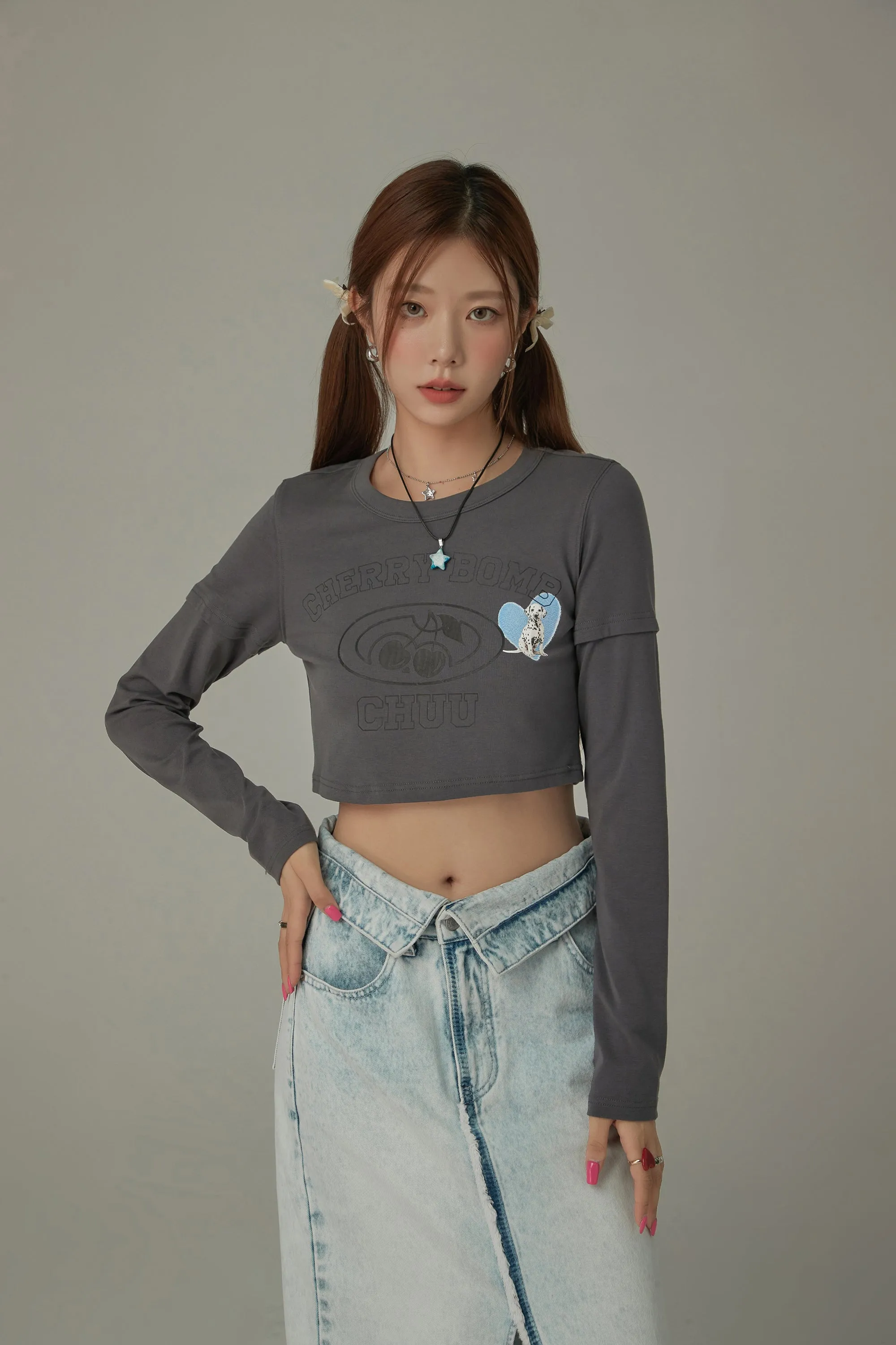 Cherry Bomb Logo Printed Cropped Long Sleeve T-Shirt