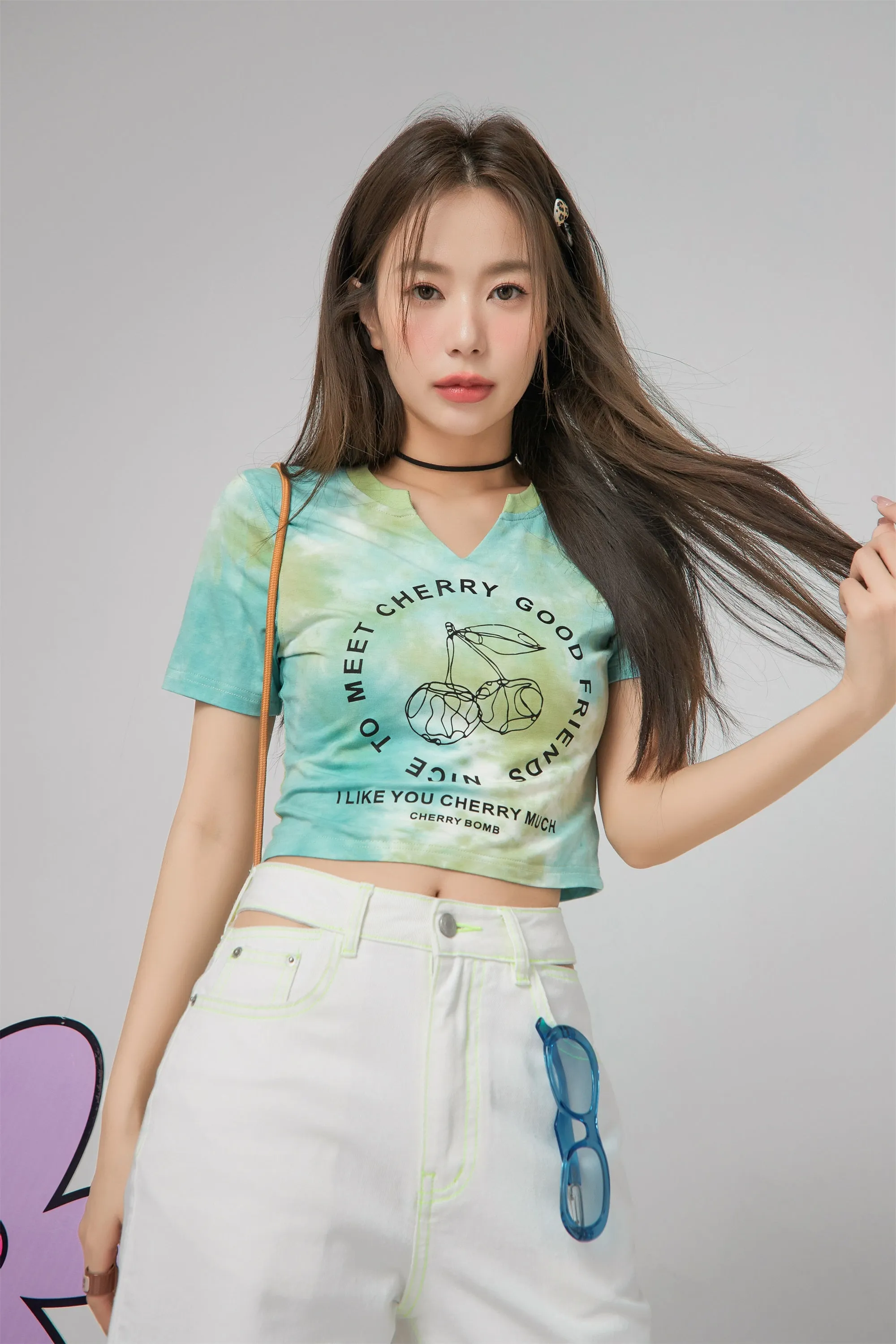 Cherry World Tie-Dye Crop Top