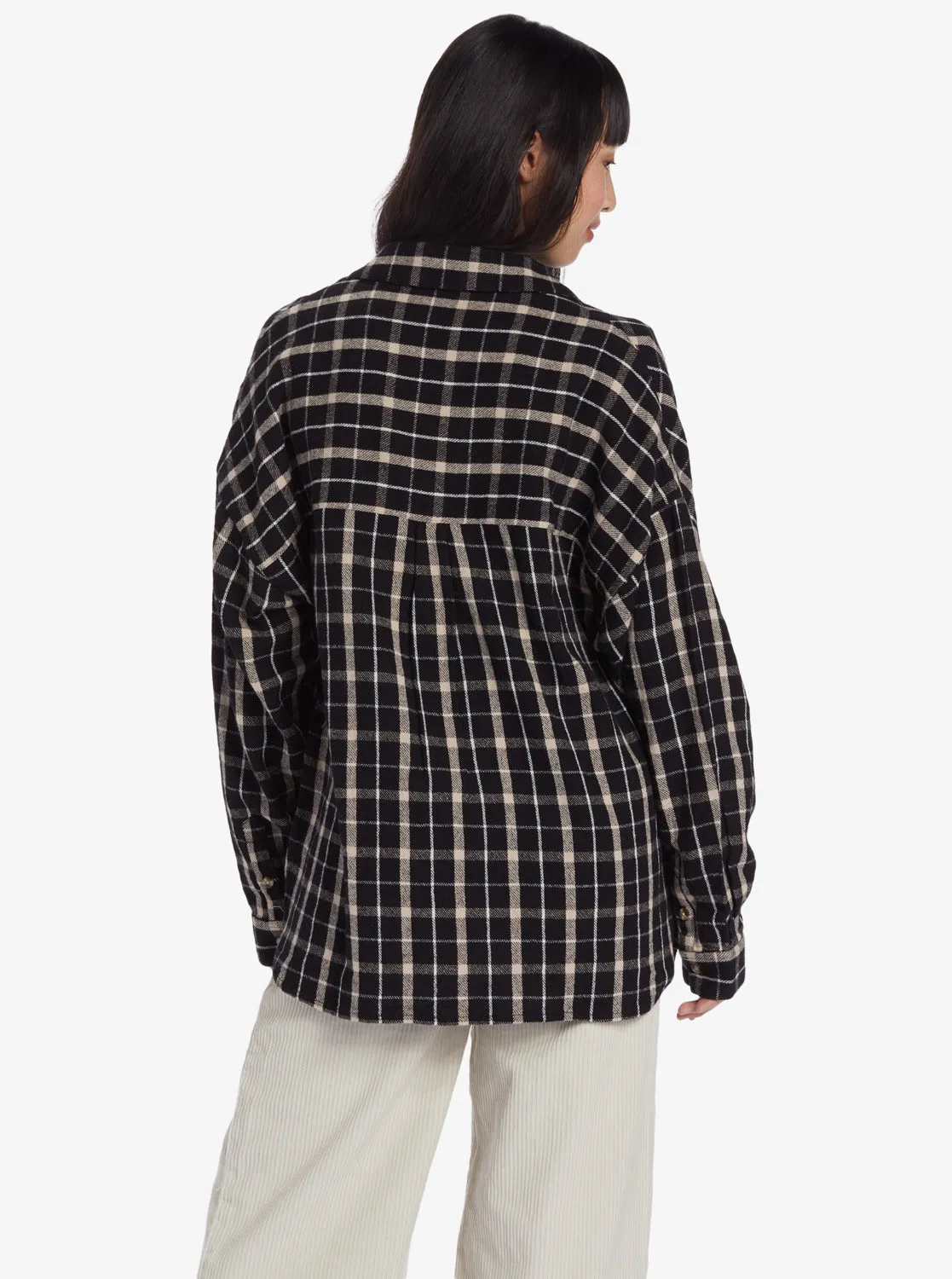 Chloe Kim Oversized Flannel Shirt - Anthracite Platz Plaid