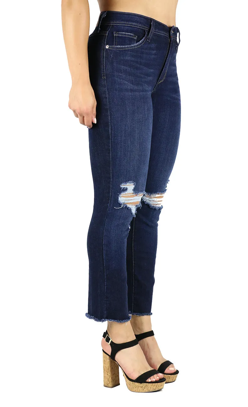 Claire Straight Leg Crop Dark Wash