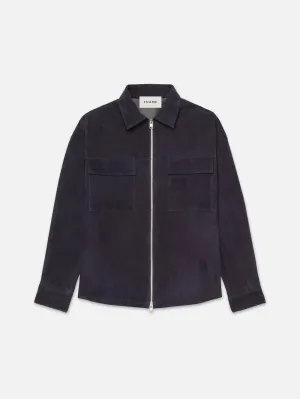 Clean Suede Zip Shirt -- Dark Navy