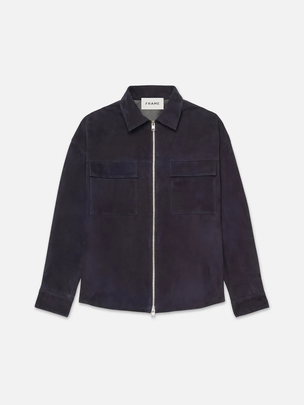 Clean Suede Zip Shirt -- Dark Navy