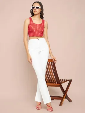 Cotton Stretchable Basic Round Neck Crop Top