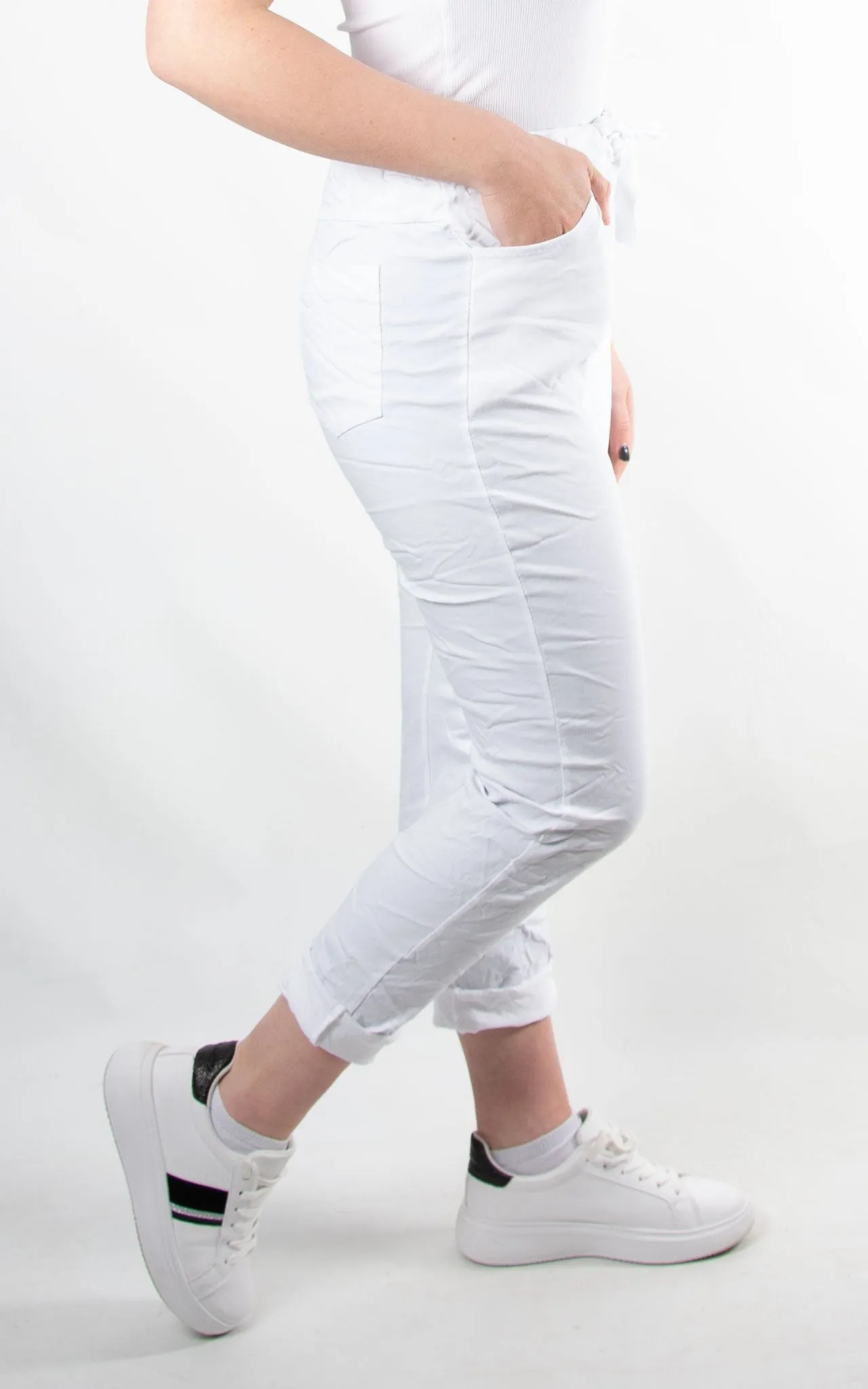 Crinkle Magic Joggers | White