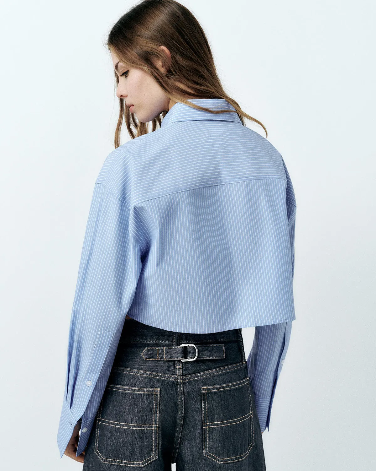 CROP SHIRT WITH PINSTRIPES