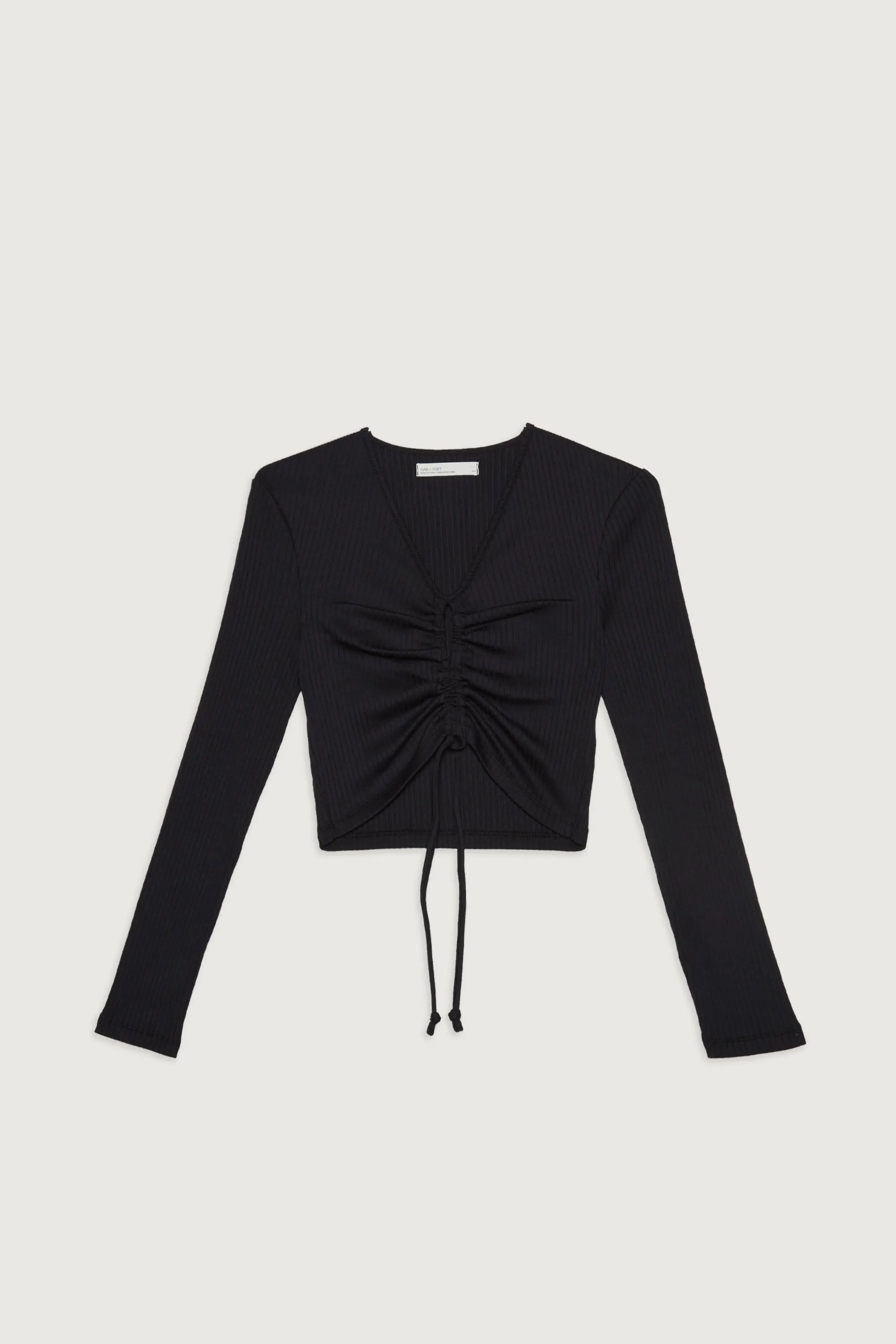 CROPPED LONG SLEEVE TOP WITH CUTOUT DRAWSTRING DETAIL