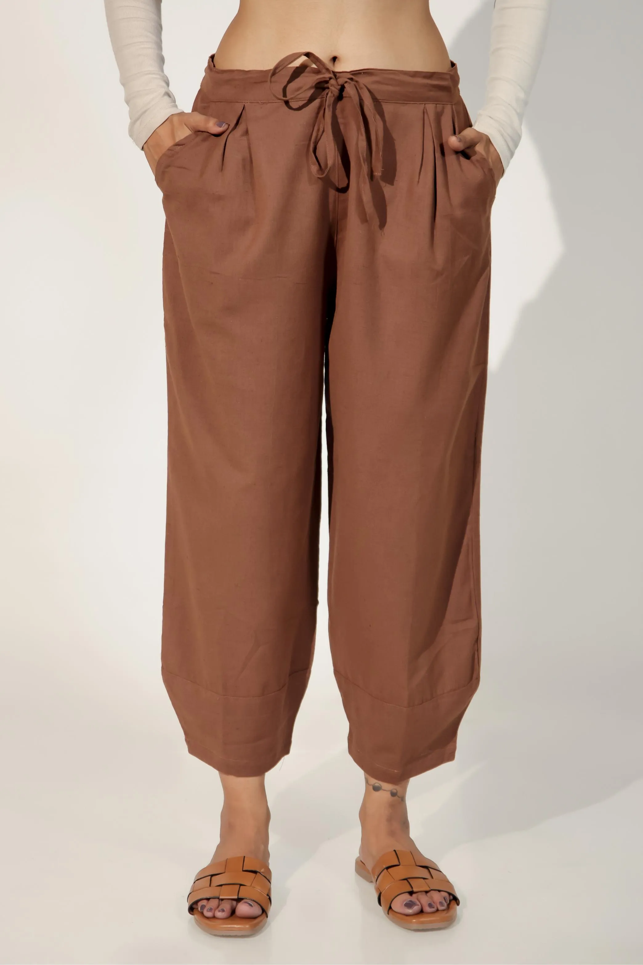 Dark Brown Women's Regular-Fit Trousers