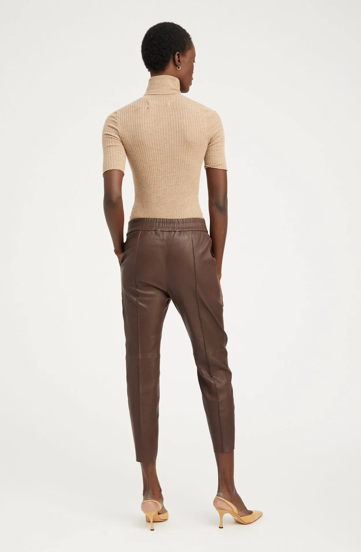 Dark Chocolate Leather Slim Fit Joggers