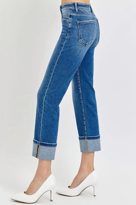 DORY HIGH RISE ANKLE STRAIGHT CUFFED JEANS