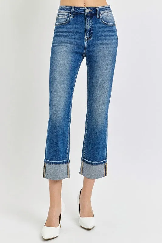 DORY HIGH RISE ANKLE STRAIGHT CUFFED JEANS