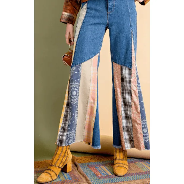 Easel Bell Bottom Denim Pants