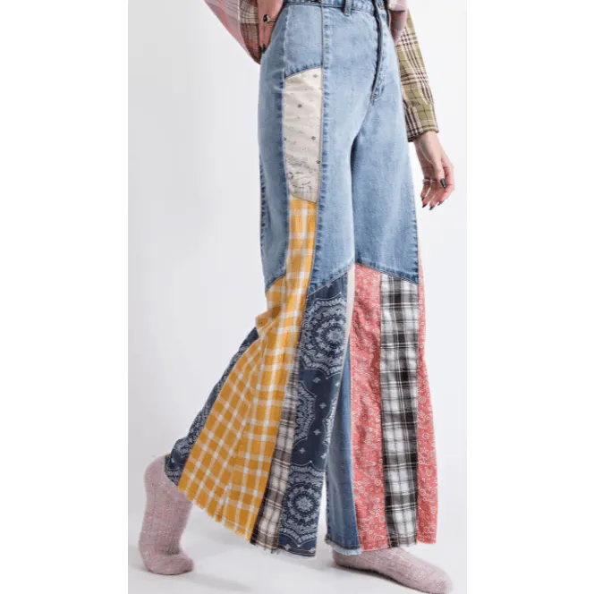 Easel Bell Bottom Denim Pants