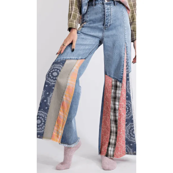 Easel Bell Bottom Denim Pants