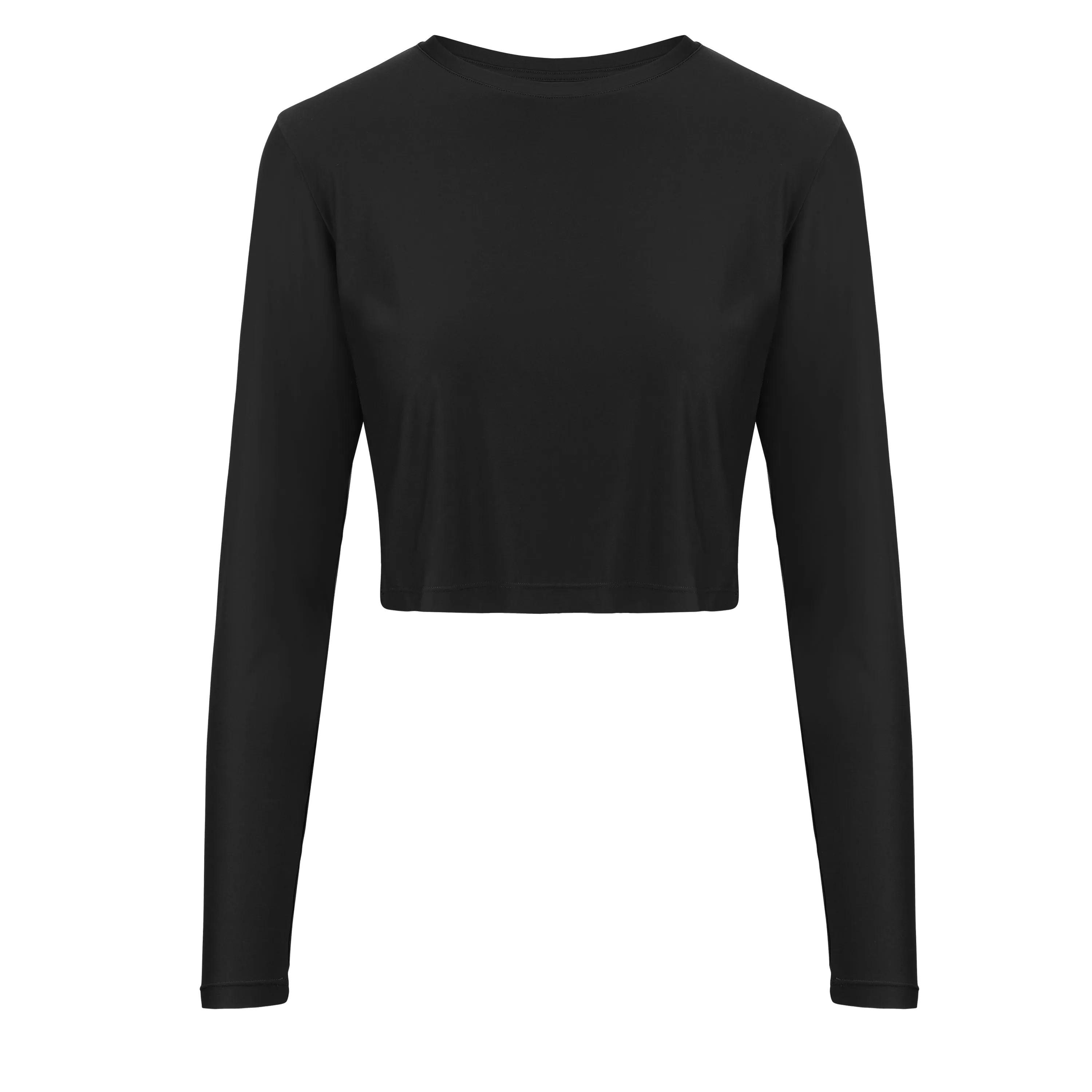 Elin Ultra Lightweight Long Sleeve Crop | Recycled Nylon | Black