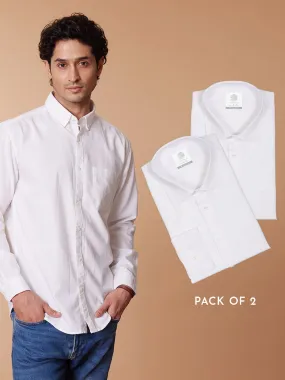 Essential Oxford Button Down White Shirt - Replay ( Pack of 2)