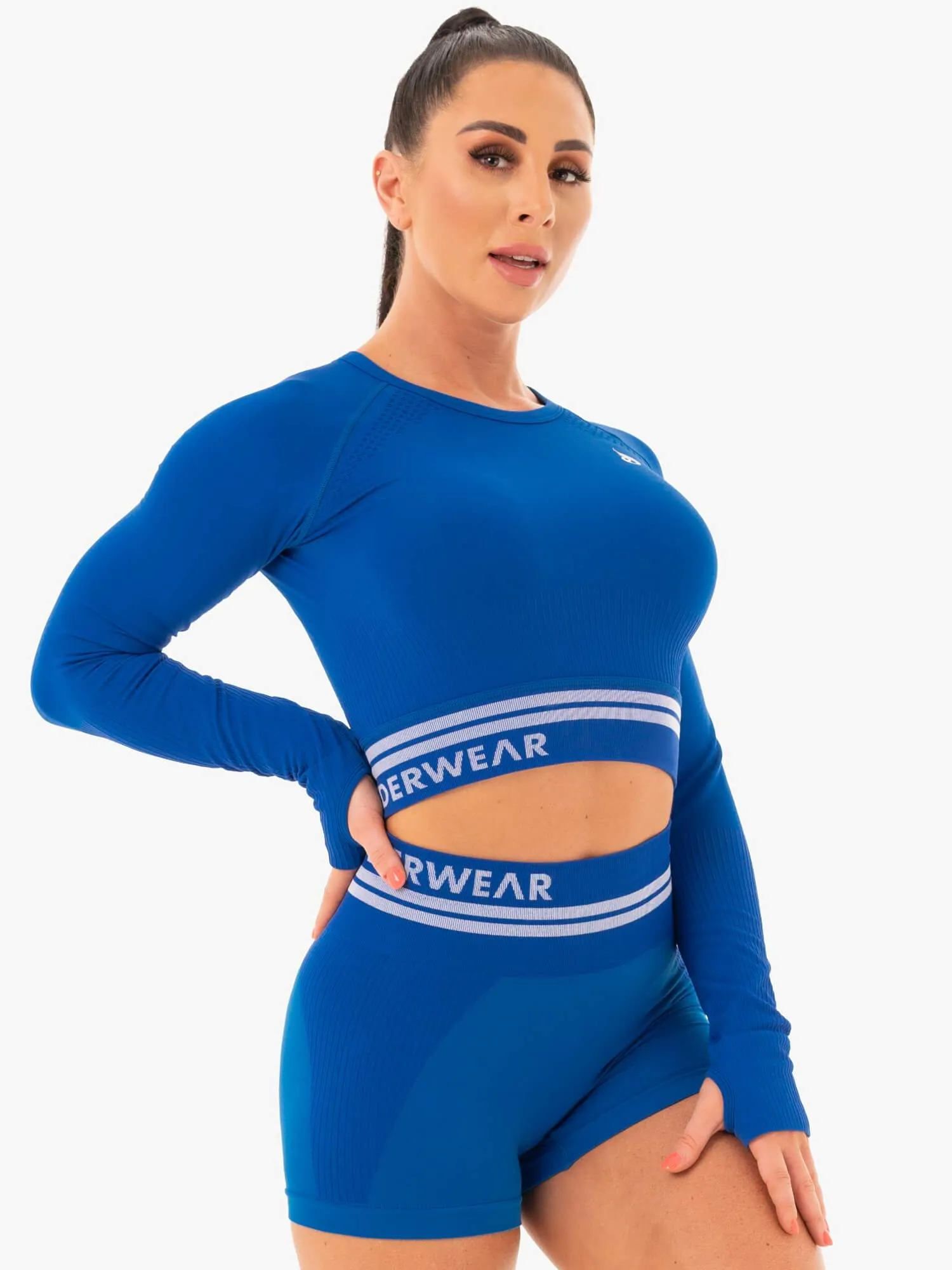 Freestyle Seamless Long Sleeve Crop - Blue