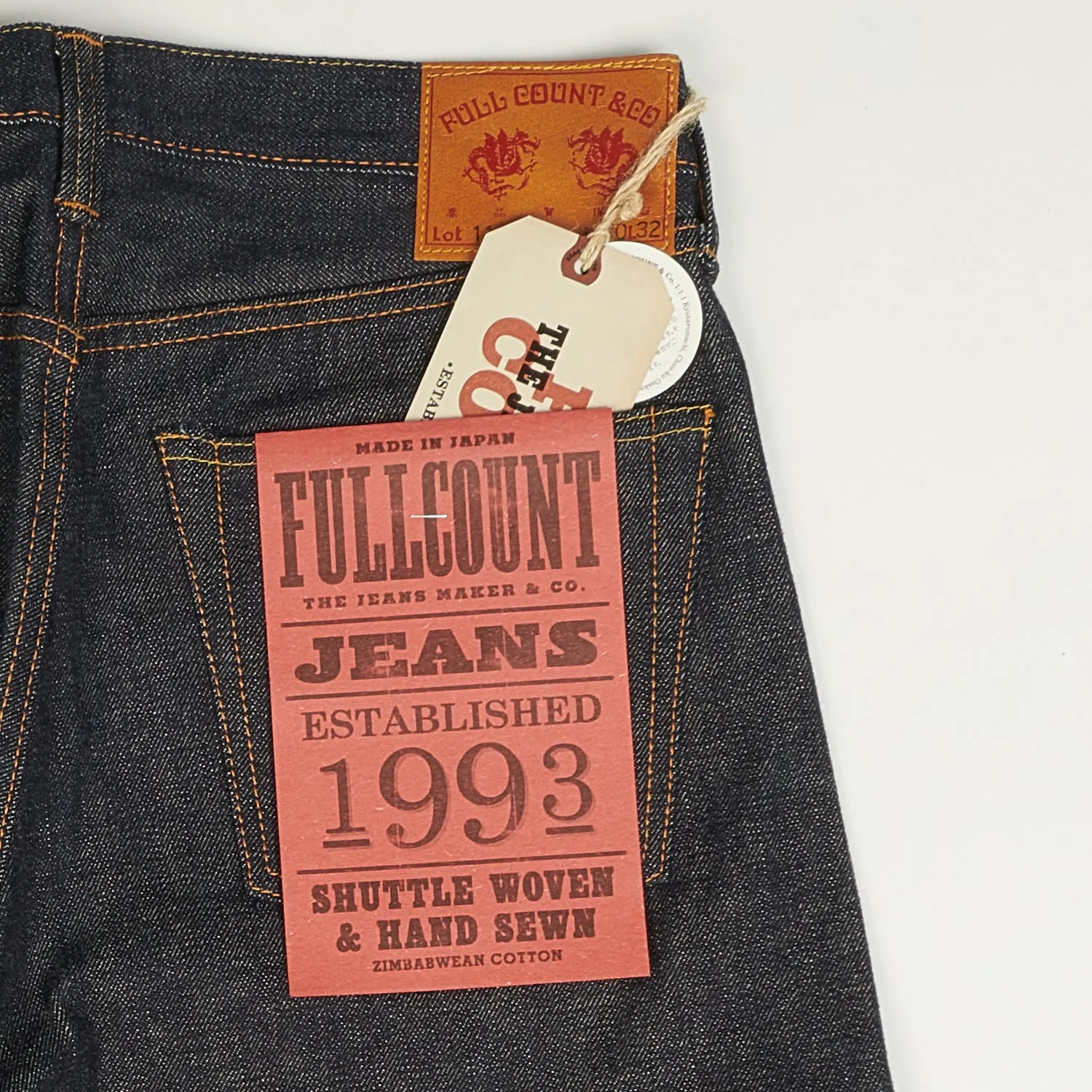 Full Count 1108 13.7oz 'Plain Pocket' Regular Straight Jean - Raw