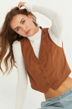 GINA V-NECK BUTTONED CORDUROY VEST