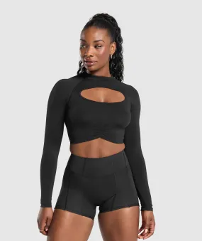 Gymshark Apex Limit Seamless Long Sleeve Crop Top - Black