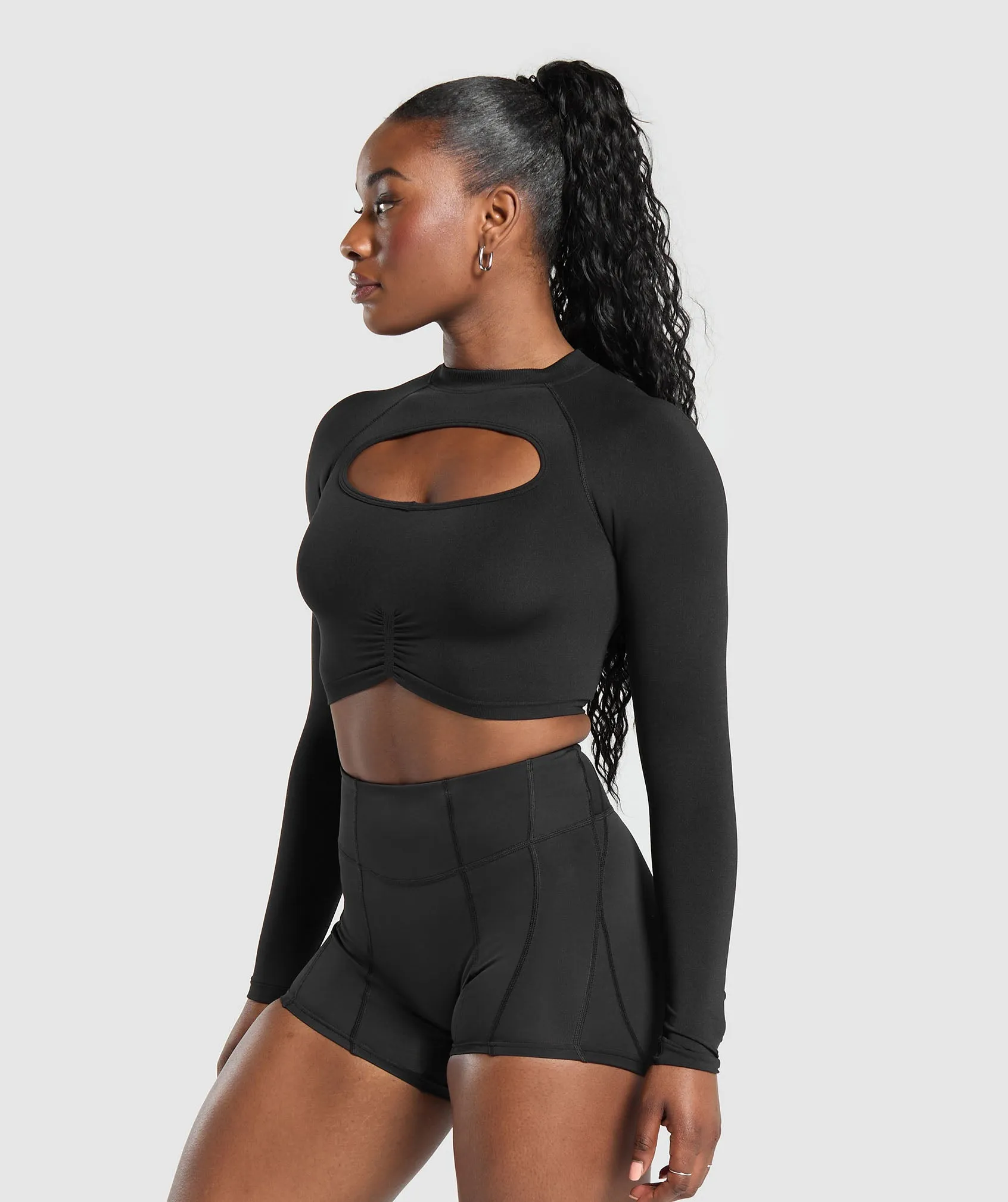 Gymshark Apex Limit Seamless Long Sleeve Crop Top - Black