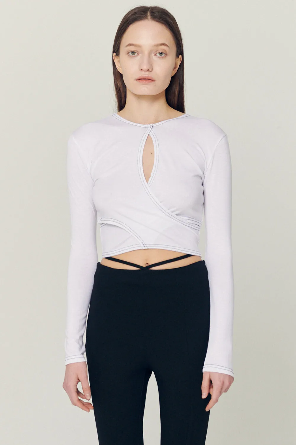 Hazel Hole Wrapped Effect Top