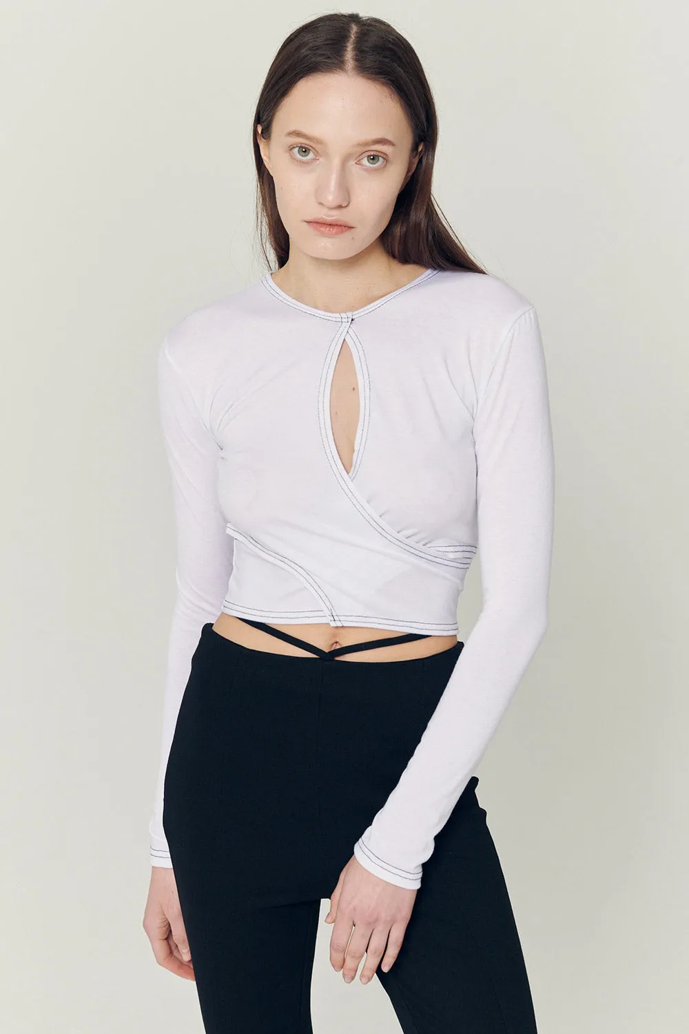 Hazel Hole Wrapped Effect Top