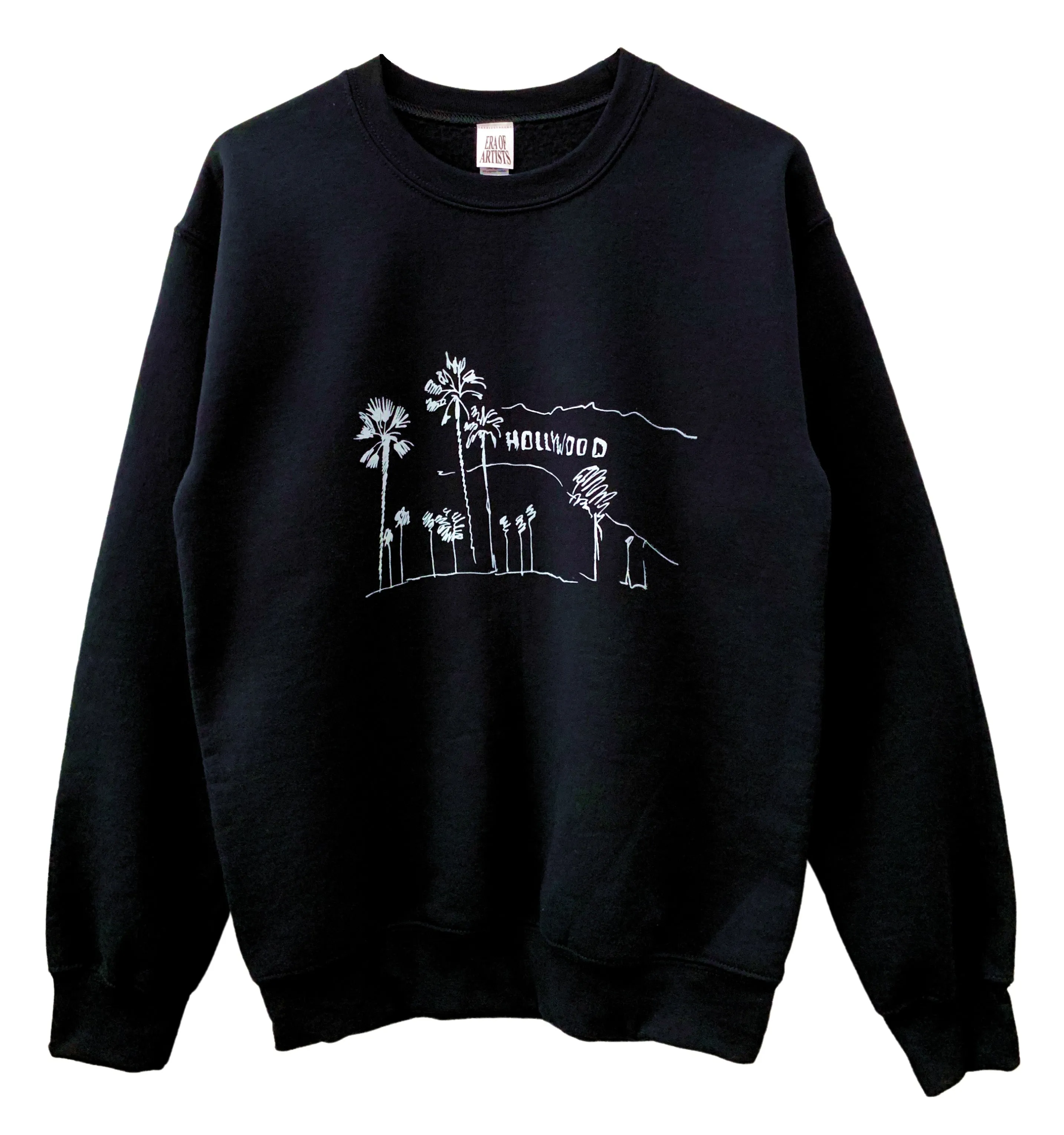 Hollywood, California Black Graphic Unisex Crewneck Sweatshirt