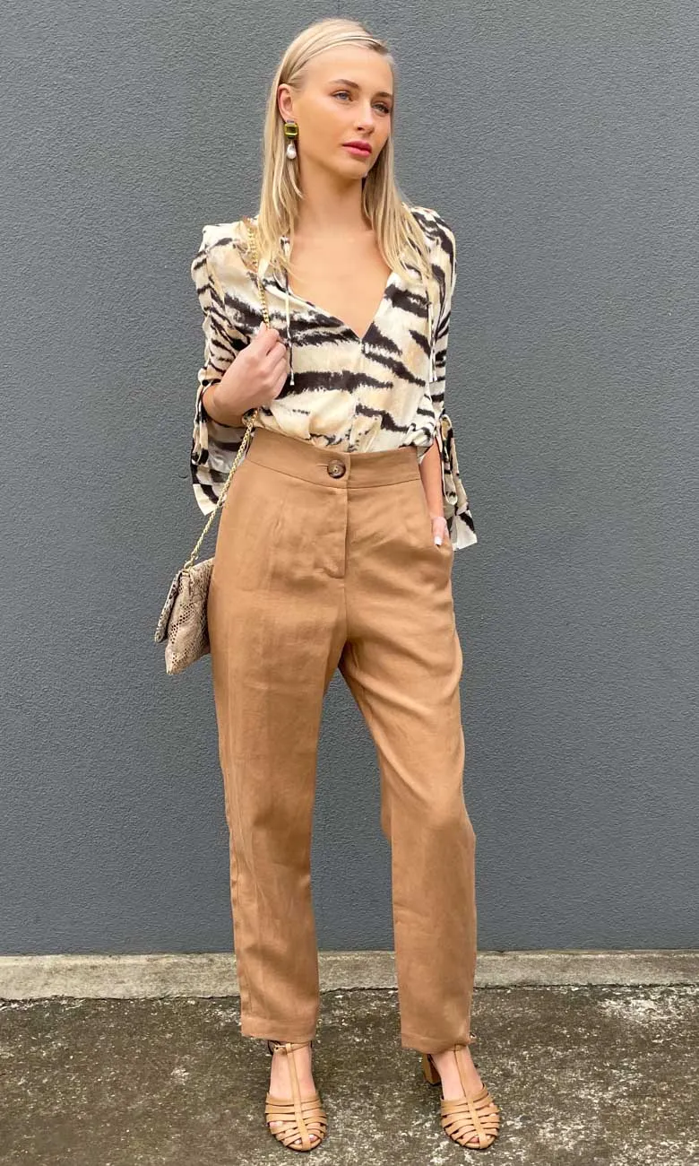 Jillian Boustred Camel Tailor Trouser