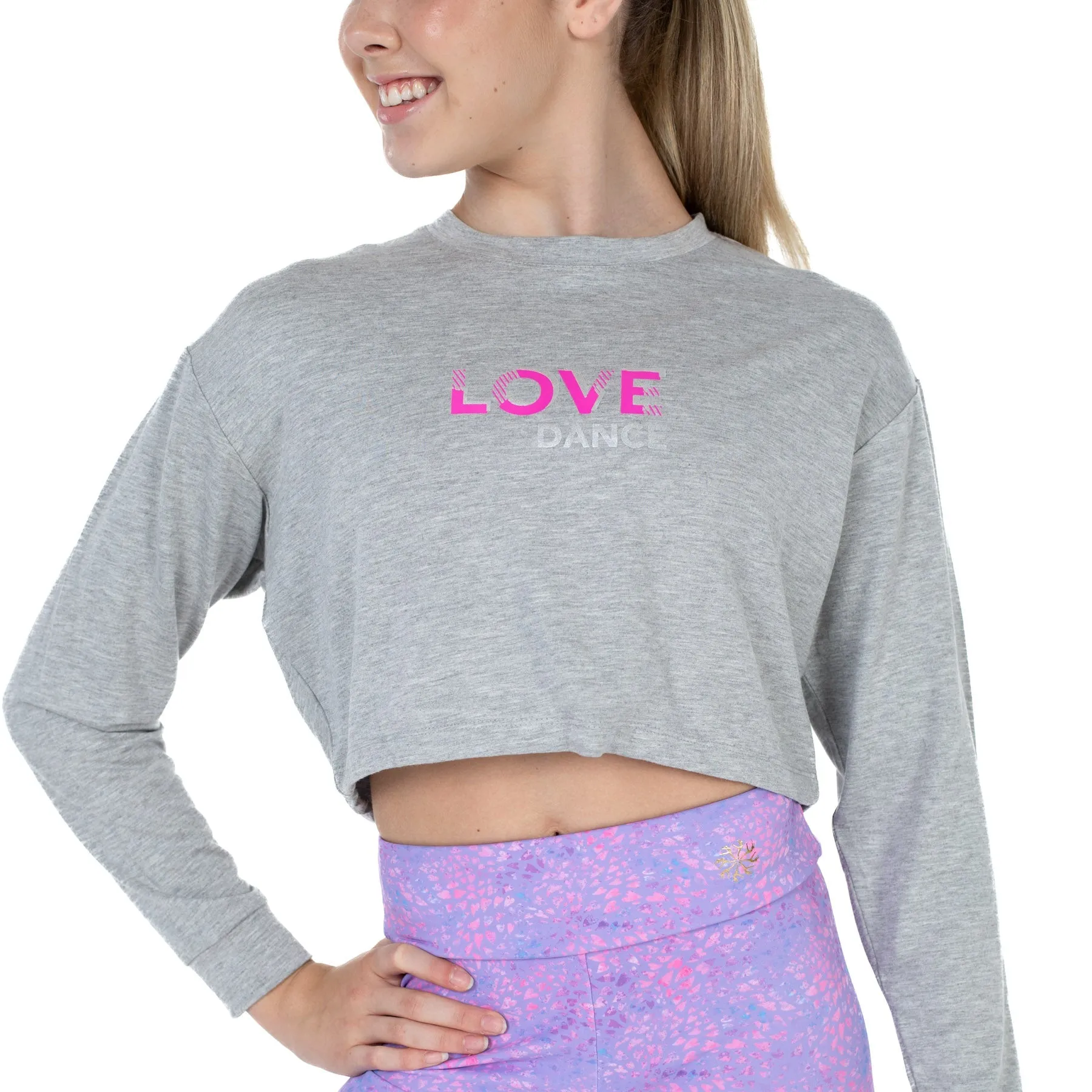 Justice Drawstring 'Love Dance' Pullover on Grey