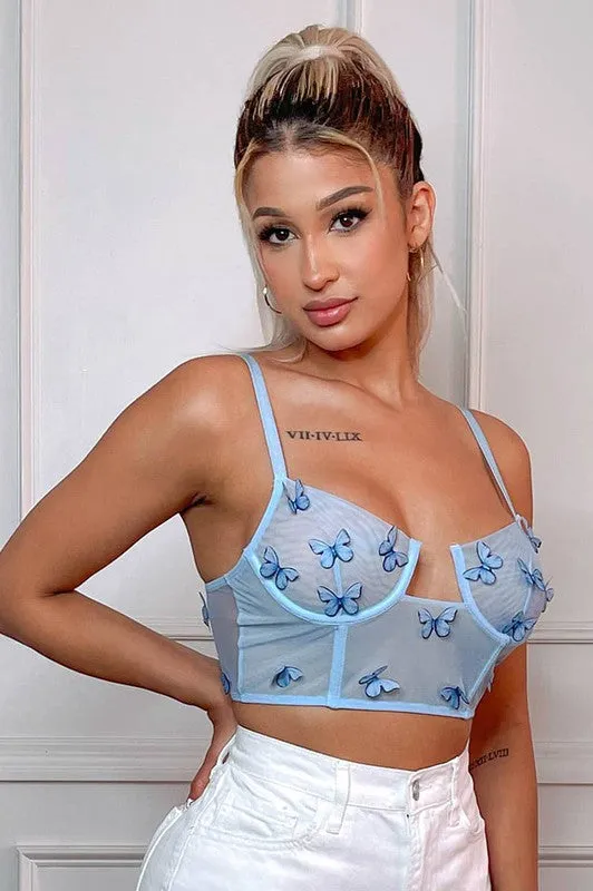 Kendall Butterfly Corset Top (Blue)