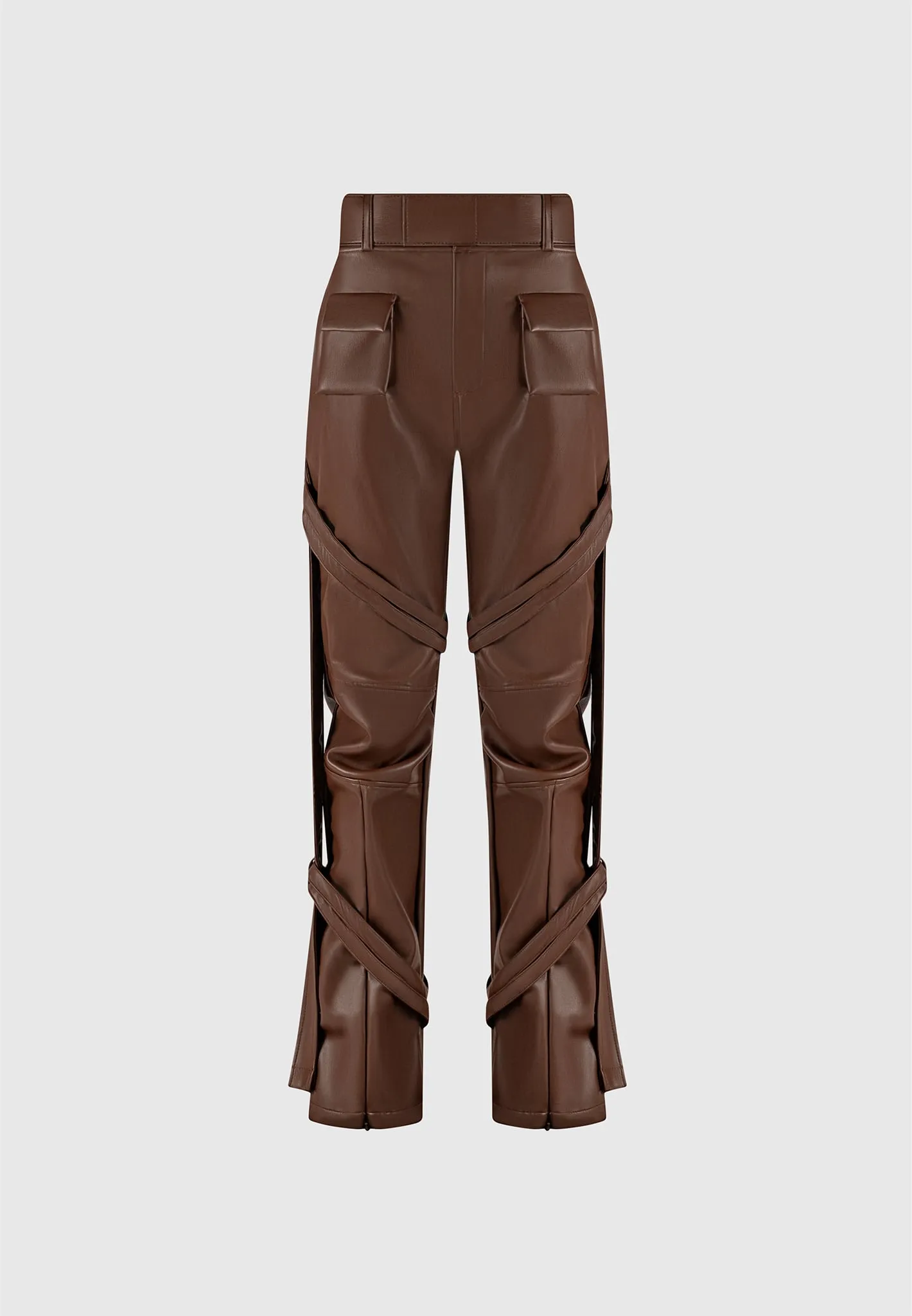 Leather Carpenter Cargo Trousers - Brown