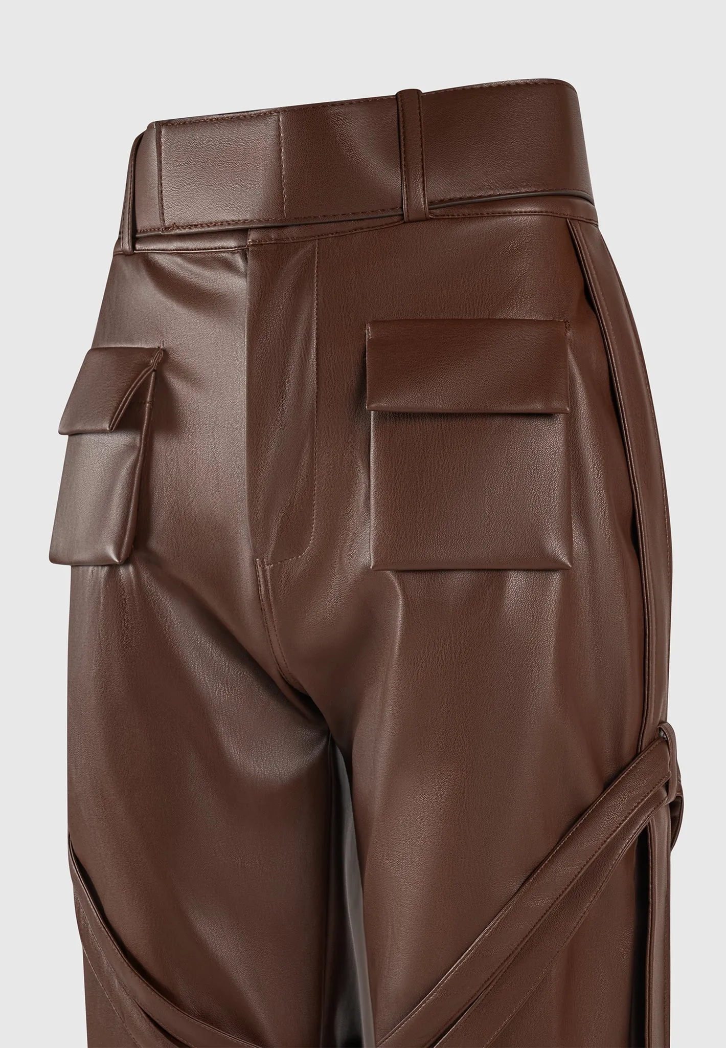 Leather Carpenter Cargo Trousers - Brown