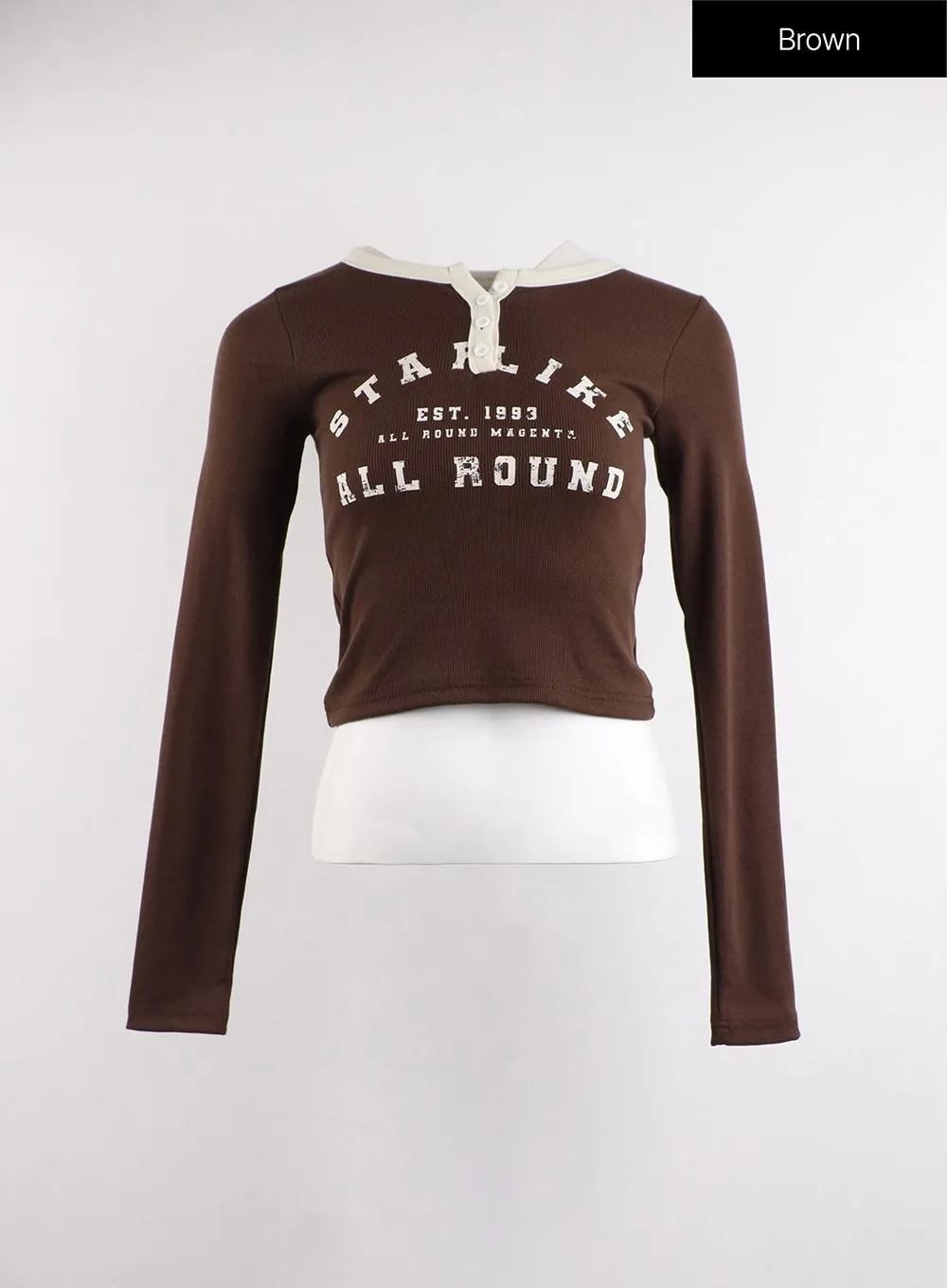 Lettering Crop Long Sleeve Tee CJ416