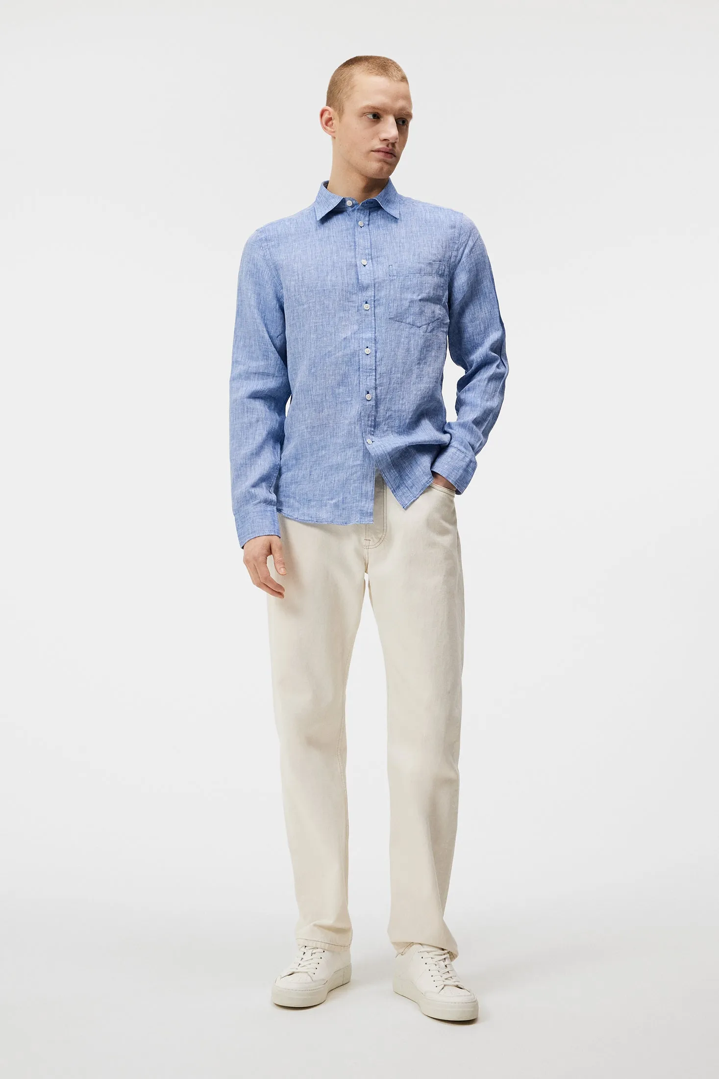 Linen Melange Long Sleeve Slim Shirt