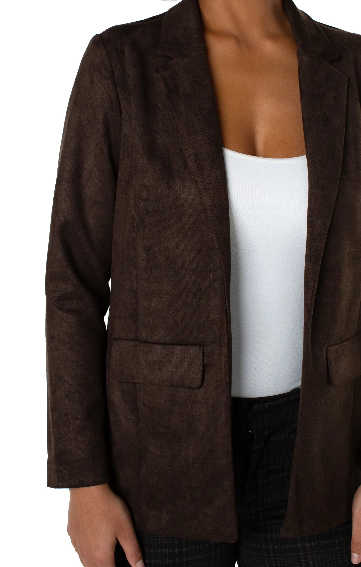 Liverpool Boyfriend Faux Suede Blazer (cedar brown broken geo)