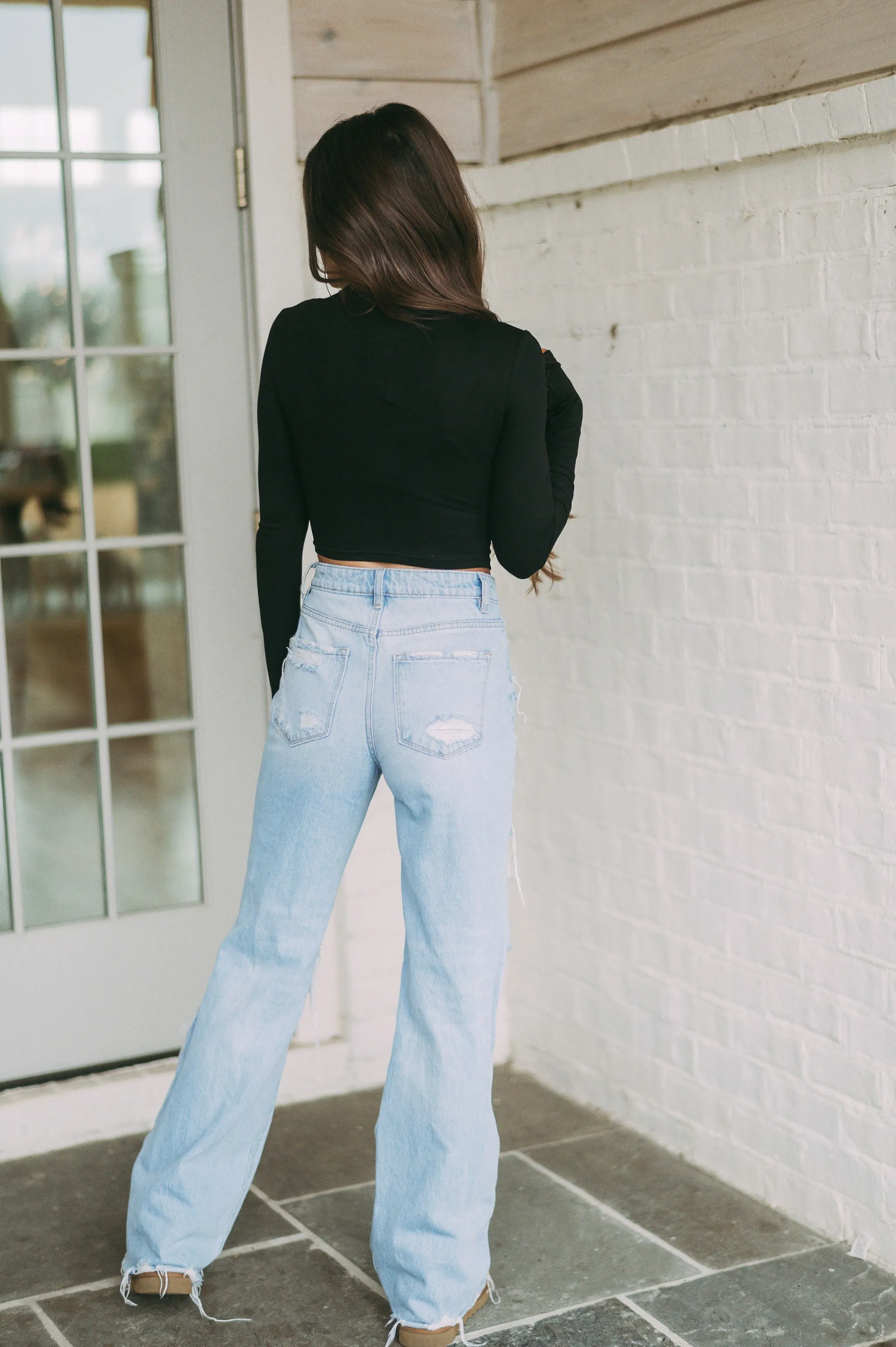 Lola Ribbed Crop Top- Black