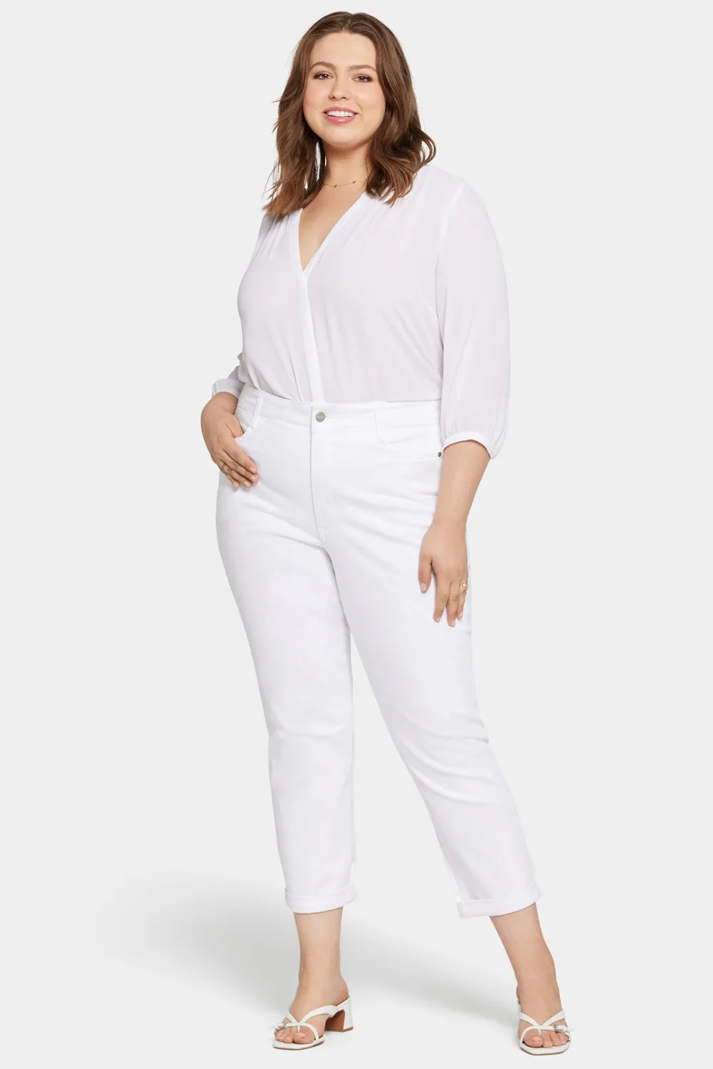 Margot Girlfriend Jeans In Petite Plus Size - Optic White