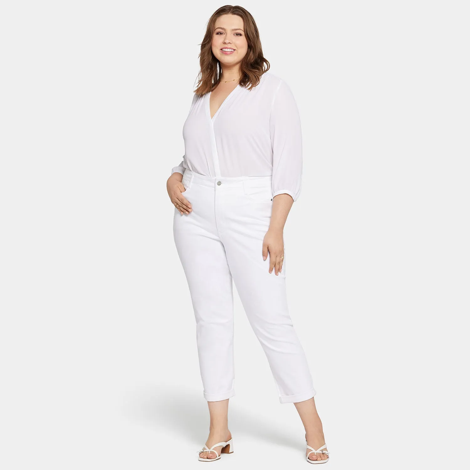 Margot Girlfriend Jeans In Petite Plus Size - Optic White